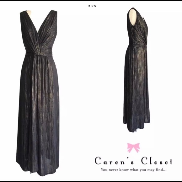 David Meister Liquid Gold & Black Twist Knot Gown - Picture 3 of 4